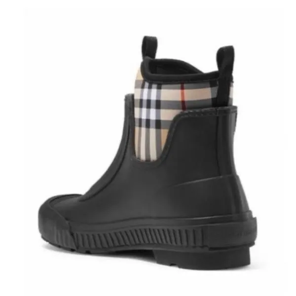 BURBERRY Check Canvas Trimmed Rubber Rain Boots - Image 4