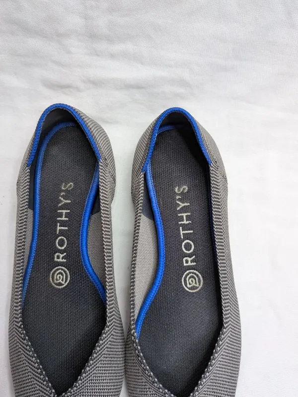 Rothys Pointed Toe Flats Birdseye Gray Black Knit Shoes Size 7.5 Womens - Image 3