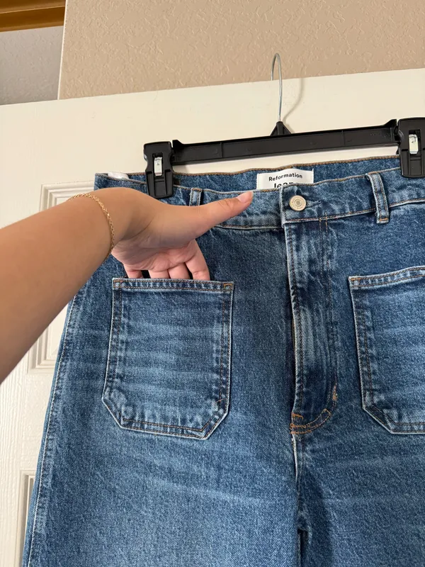 Reformation Alyssa Stretch High Rise Wide Leg Cropped Jeans - Image 5