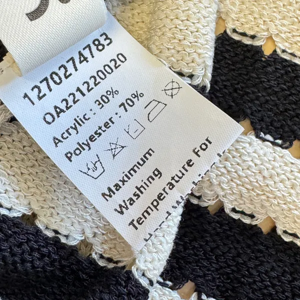 Commense Black Cream Striped Knit Sweater Vest Top Scoop Neck OA221220020 Summer - Image 6