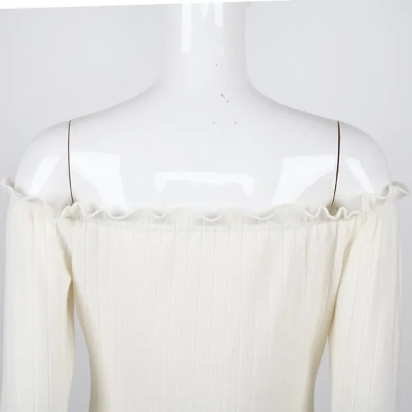 𝅺WHITE long sleeve off shoulder casual dress - Image 5