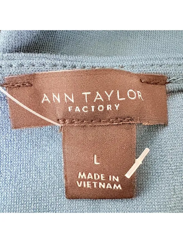 Ann Taylor Factory Blue Rayon T-Shirt with Cut-Out Sleeves, New with Tags - Image 5