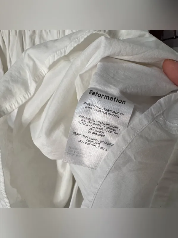 Reformation Catarina Dress White Ruched Babydoll Mini - Image 6