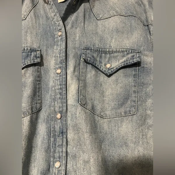 J. Crew JCrew Reimagined Western Button Down Chambray‎ Blue Long Sleeve Pearl - Image 4