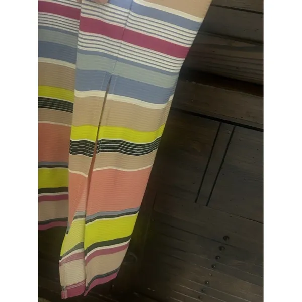 GUESS Multi-color Bright Striped Maxi Dress Size 4 Ribbed Short Sleeve Happy - Image 11