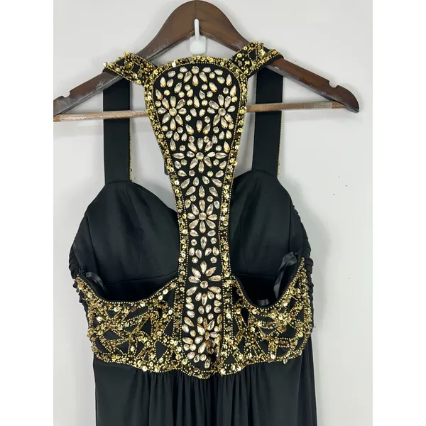 Betsy & Adam Gown Womens 6 Black Embellished‎ Cutout Ruched Formal Prom Pageant - Image 2