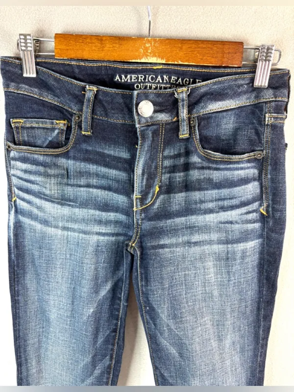 American Eagle Skinny Kick 4 Dark Blue Flare Jeans - Image 3