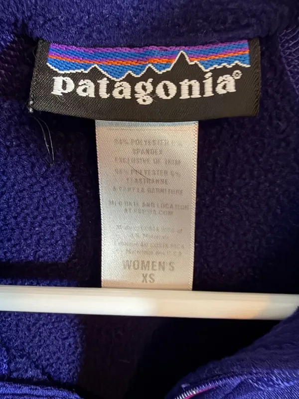 Patagonia Deep Purple Navy Half-Zip Pullover with Pink Trim XS - Image 3