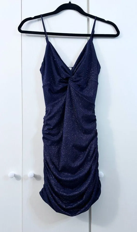 Lucy in the Sky Talia Front Twist Mini Dress - Navy - S - Image 4