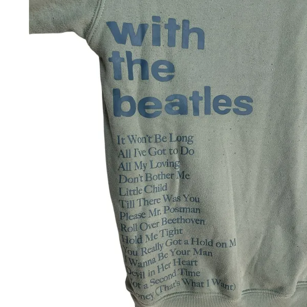 The Beatles With The Beatles Album Graphic Crewneck Sweater Sage Green Medium - Image 4
