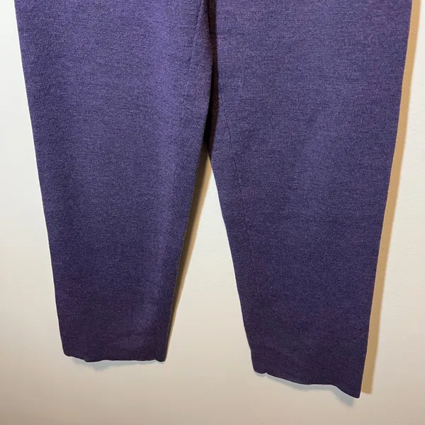 Eileen Fisher Purple 100% Merino Wool Knit Straight Leg Pants Small - Image 4