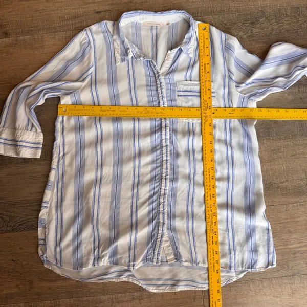 Soft Surroundings Blue White Striped Viscose Tunic Shirt 3/4 Sleeve Large - Image 5