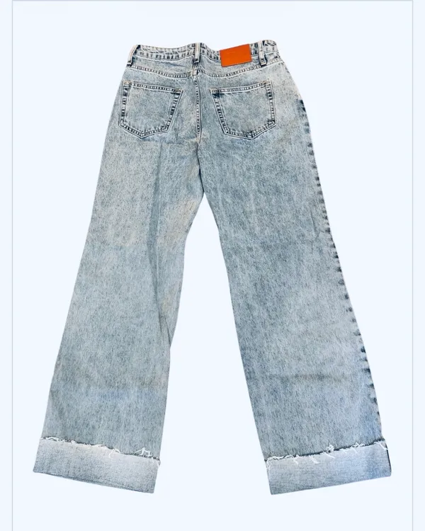 NWT Princess Polly Ollie Straight Leg Cuffed Jeans Denim Light Wash 6 High Waist - Image 4