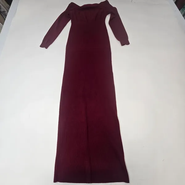 Michael Costello x REVOLVE Off Shoulder Bodycon Maxi Dress in Maroon - Image 3