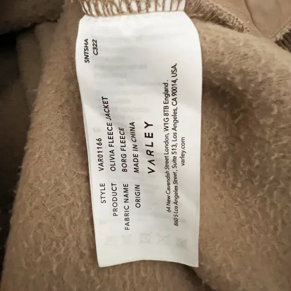 Varley Women's Olivia Borg Fleece Teddy Full Zip Jacket Chanterelle Beige Small - Image 2