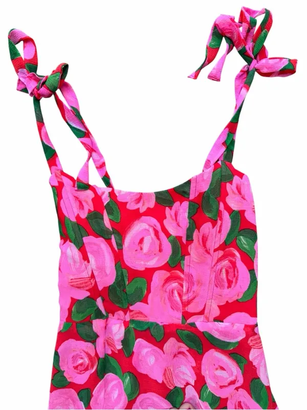 Show Me Your MuMu Willow Floral Maxi Dress Summer Pink Red Flowers Wedding Guest - Image 2