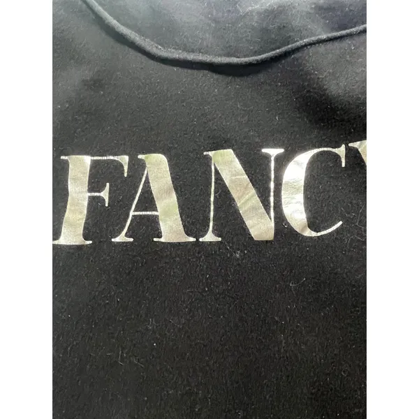 Ambrielle Fancy Silver Foil Graphic Flutter Sleeve Crop Top Women XXL Black Gym - Image 3