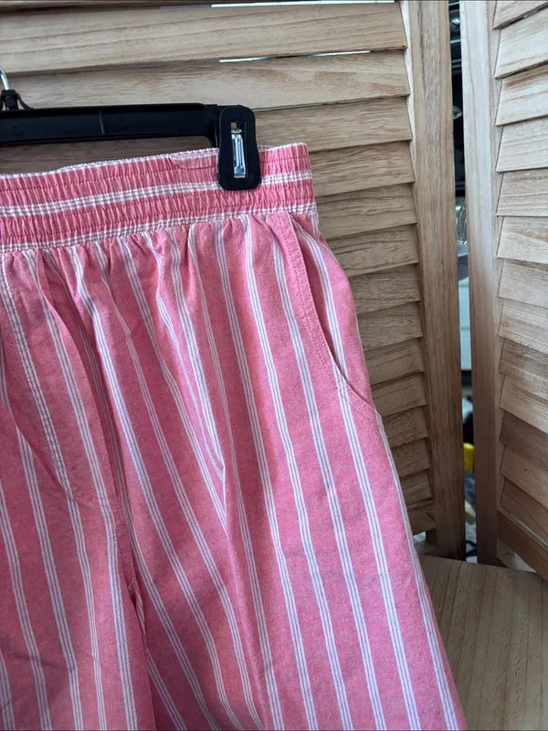 Ladies Striped Elastic-Waist Shorts Large - Image 2
