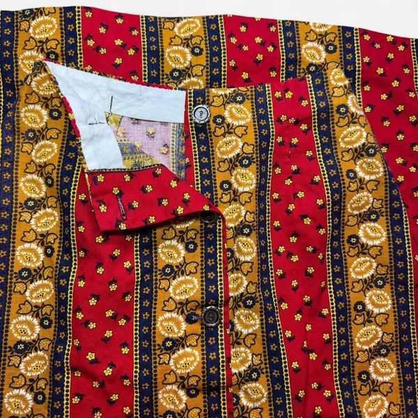 Red, Yellow, and Blue Striped Floral Button Down Maxi Skirt (Size XS) - Image 6
