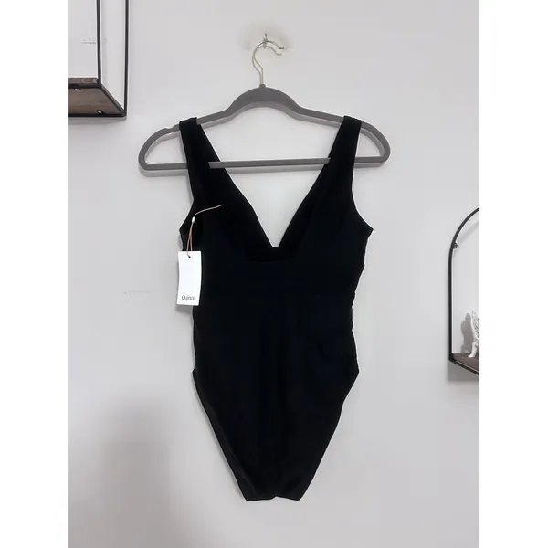 NWT Quince Black Italian Plunge One-Piece Swimsuit Size Small - Image 4