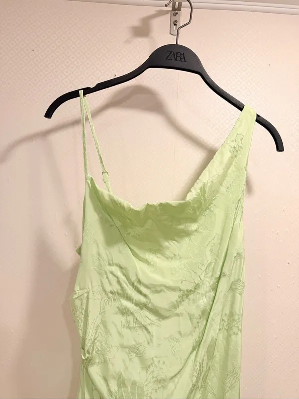 For Love & Lemons Llana Satin Midi Dress Elegant Feminine Lime Green Size S - Image 7