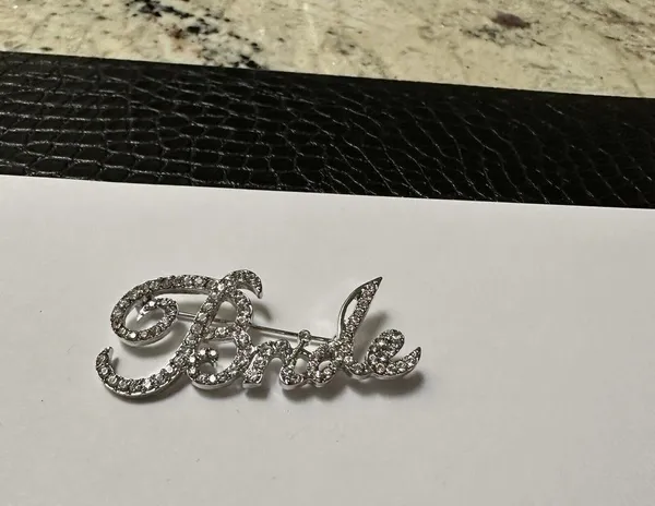 Silver Tone Bride Rhinestone Brooch Pin NWOT For bachelorette Party Or Wedding - Image 10
