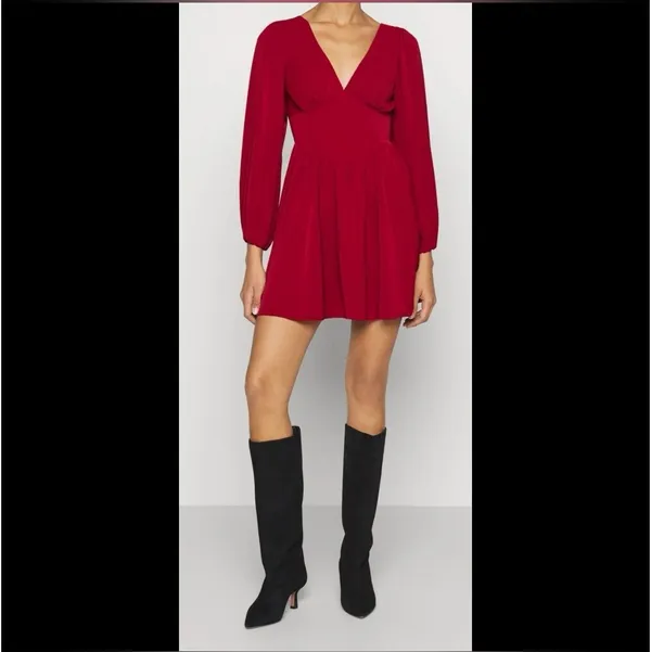 Abercrombie Red Long Sleeve Mini Dress - Image 3