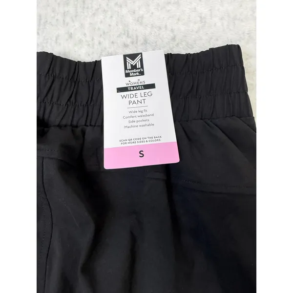 Members Mark Womens Travel Wide Leg Pant Black Elastic Waist‎ Small NWT - Image 4