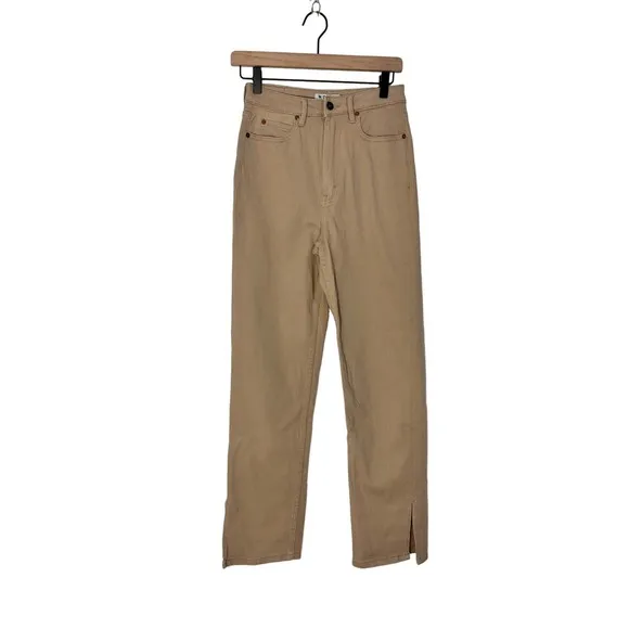 Motel Rocks Straight Leg Jeans In Winter Sandwash‎ Knit Argyle Tan Size XS - Image 6