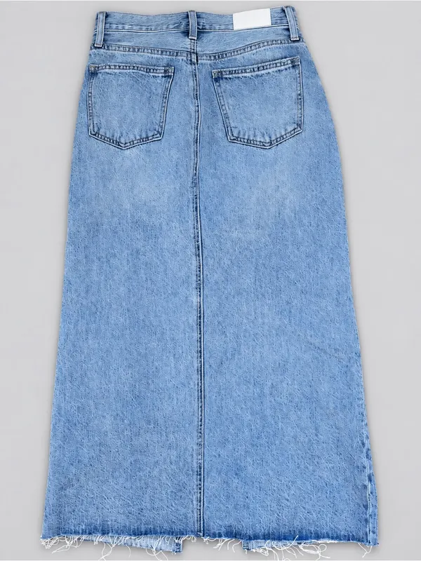 Pistola Alice Brooklyn High Rise Denim Midi Skirt 26 Raw Hem Slit 90s Western - Image 7