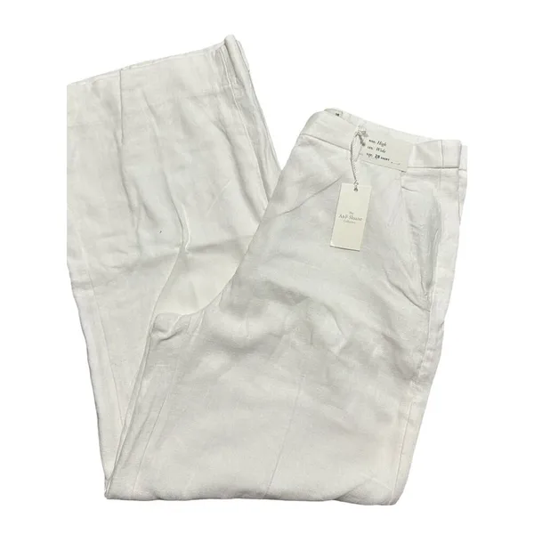 Abercrombie & Fitch NWT 28 White Wide Leg High Rise Linen Sloane Trousers Pants - Image 7