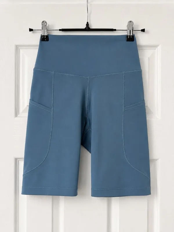 NWOT Nike One Dri-FIT Blue High Rise Biker Shorts Pockets Size XS - Image 2