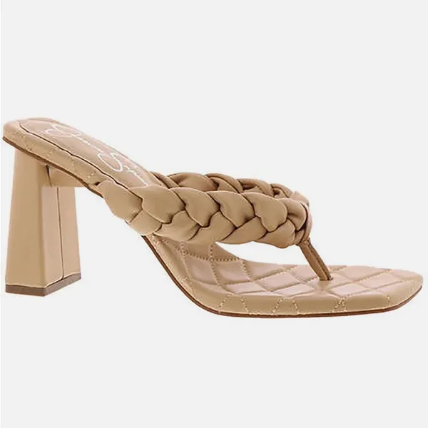 Jessica Simpson Zaliye Tan Faux Leather Braided Strap Slip On Heels NEW Size 8.5 - Image 2