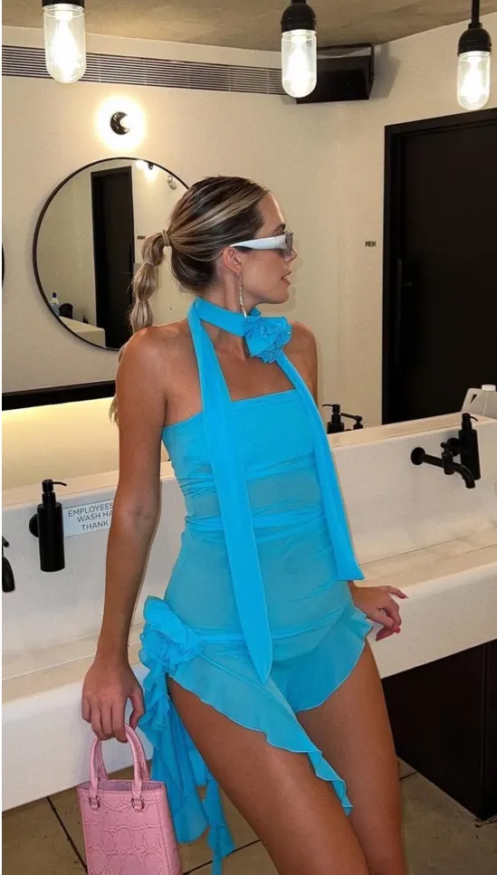 Fanci Club Blue Dress & Scarf - Image 2