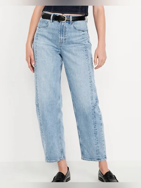 Everyday Normcore Old Navy Light Blue High Rise Barrel Leg Jeans Basic Capsule - Image 2