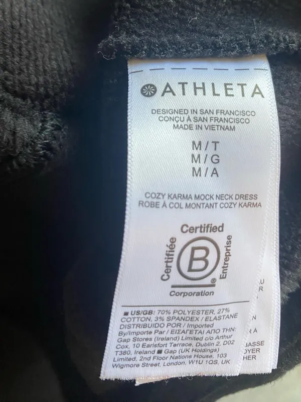 Athleta Cozy Karma Asym Fall Sweatshirt Dress Black Yoga Athleisure M - Image 8