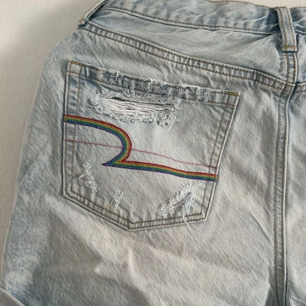 American Eagle Light Blue Jean Mom Shorts EUC - Image 5