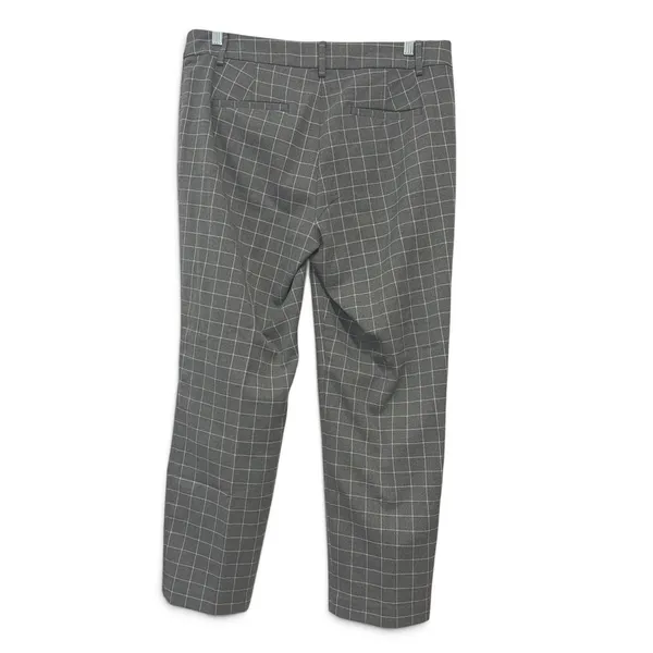 LOFT Grey Windowpane Plaid Straight Leg Trousers Dress Pants Womens Mid Rise 10 - Image 4