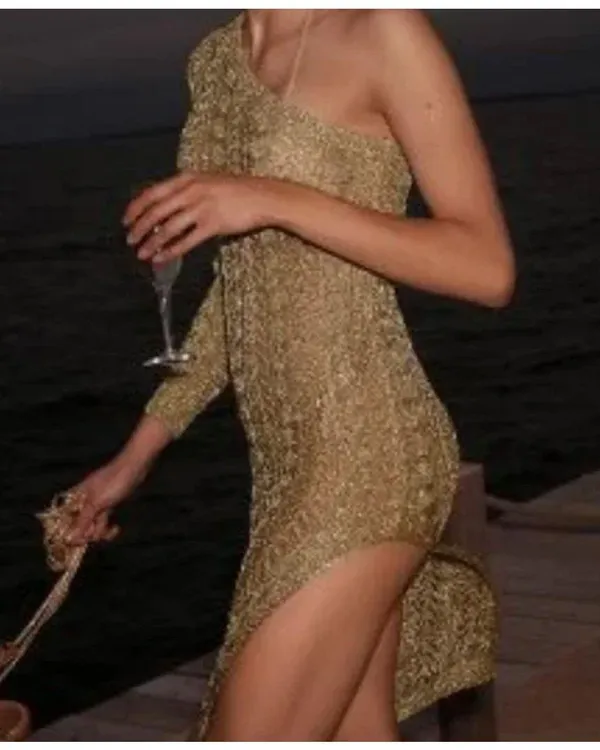 Maeve Gold Crochet Dress/Cover-Up One Size Fits Most - Gorgeous Anthropologie - Image 2