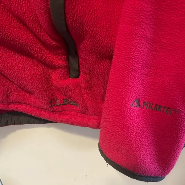 Women’s L.L. Bean Pink and Grey Fleece Full Zip‎ Jacket Size L - Image 2