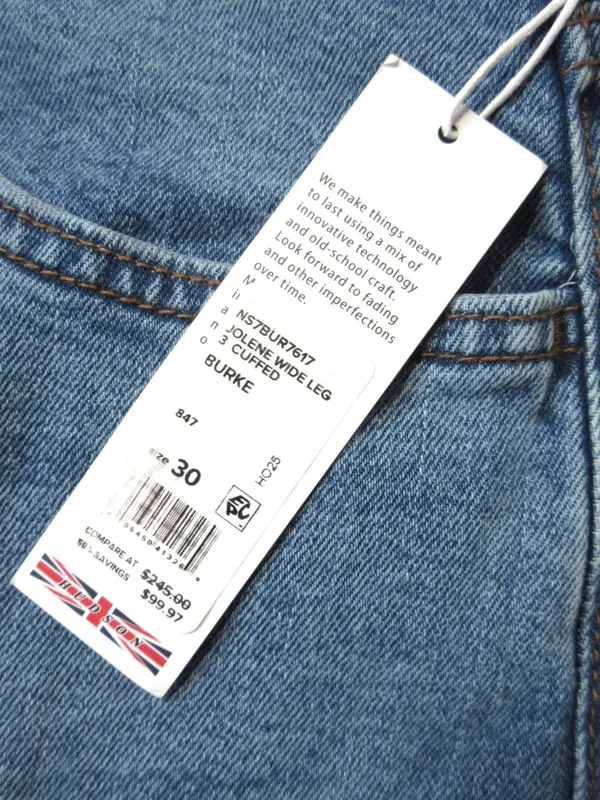 Hudson Jeans NWT Jolene in Burke High Waist Wide Leg Cuffed Stretch Jeans 30 - Image 6