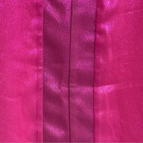 ADRIENNE Fuchsia Two Tone V neckline Racerback Shimmery Loose Fit Blouse Size L - Image 3