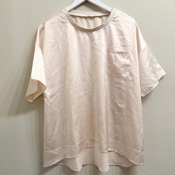 Ellison‎ Satin Pajama Set SS Top and Shorts Beige Size Large Neutral Comfy Soft - Image 3