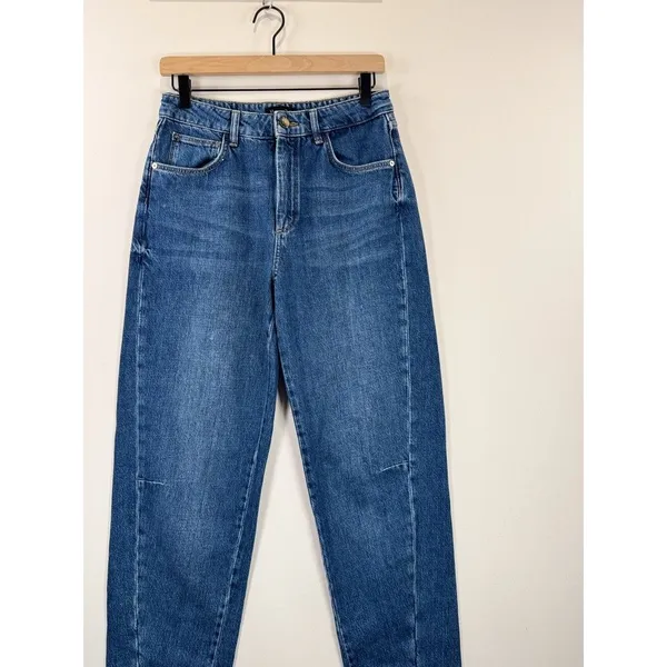 Massimo Dutti Womens Jeans Blue Denim Relaxed Fit Tapered High Rise Y2K Size 6 - Image 6