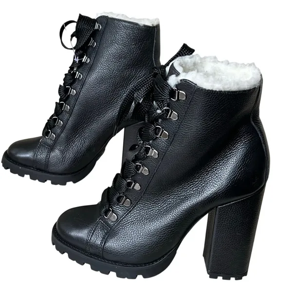 Schutz Zhara Winter Bootie Womens 8.5 B Black Lace Up Chunky Combat Boots Grunge - Image 2