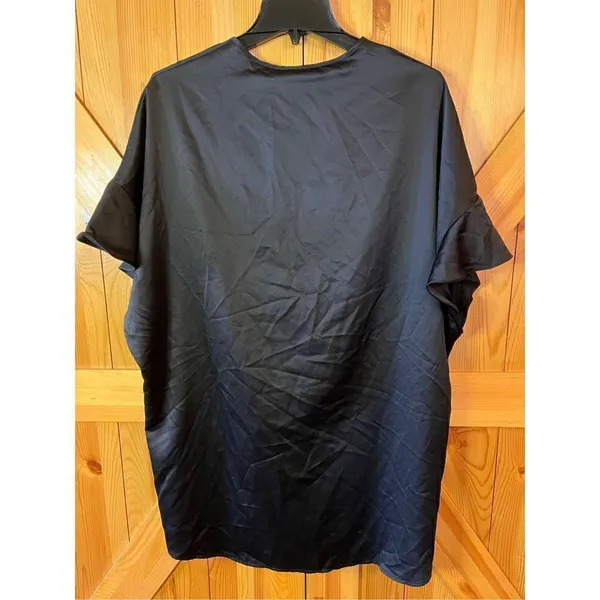 Victorias Secret Satin Kimono Robe Open Ruffle Front Cover Up One Size Black Nwt - Image 4