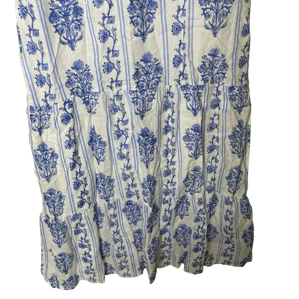 Roller Rabbit white blue Lily Stripe Pamina linen maxi dress sz XS - Image 4