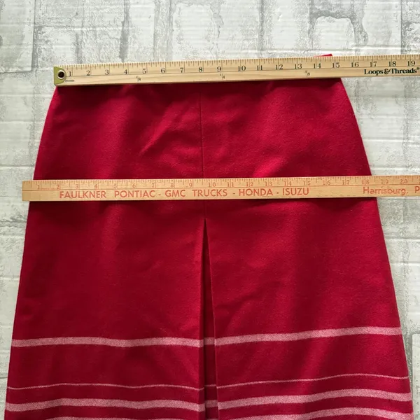 Ann Taylor Loft Red Wool Blend Skirt Stripes Pleated Academic Office Siren Sz 8 - Image 5