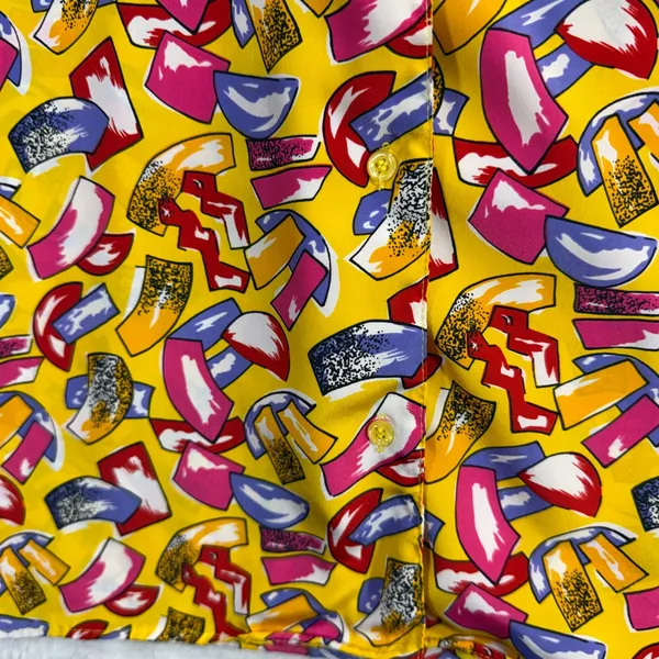 Vintage Stuart Lang 6 Yellow Abstract Print Blouse Top Camp Maximalist Artsy 80s - Image 4