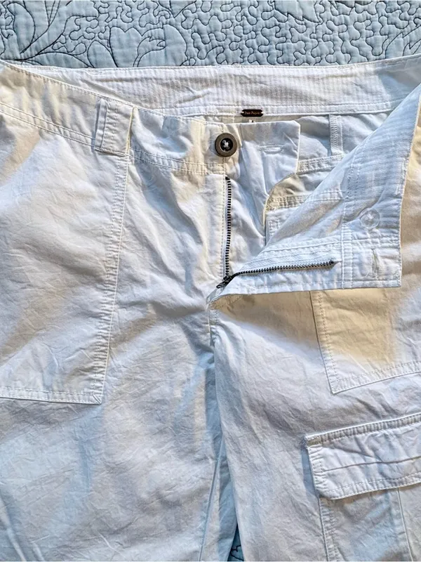 Free People The Thing Is Mid Rise Utility Pants Optic White Cargo Wide Leg~2🧡 - Image 9